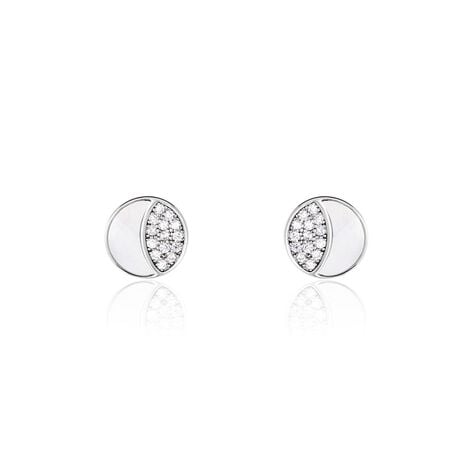 Boucles D'oreilles Puces Argent Blanc Haile Oxydes De Zirconium - Boucles d'oreilles fantaisie Femme | Histoire d’Or