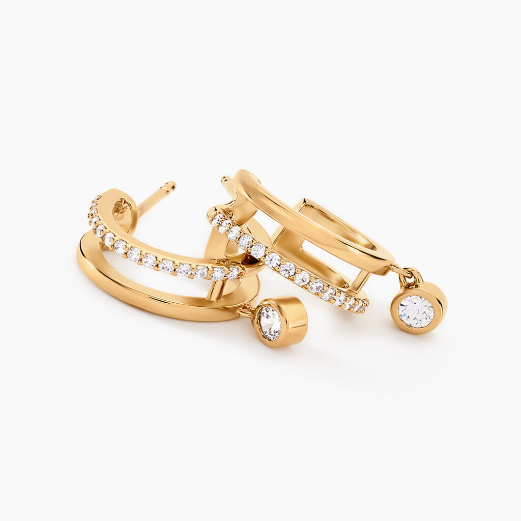 Créoles Plaqué Or Jaune Par Oxyde De Zirconium - Boucles d'oreilles créoles Femme | Histoire d’Or