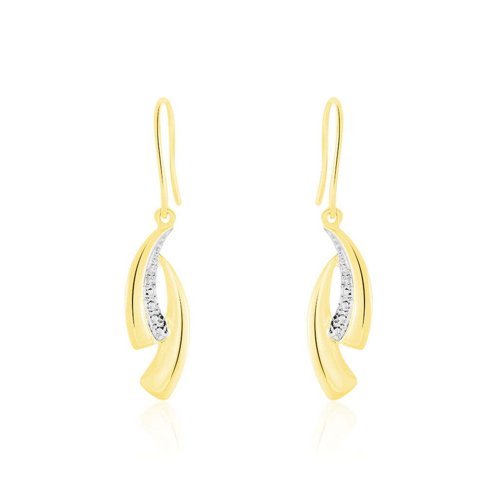Boucles D'oreilles Pendantes Aube Or Bicolore Diamant - Boucles d'oreilles pendantes Femme | Histoire d’Or