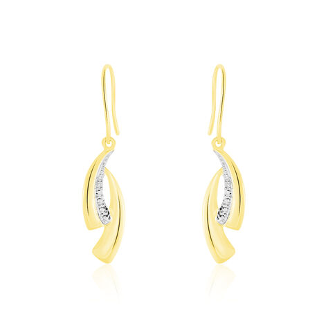 Boucles D'oreilles Pendantes Aube Or Bicolore Diamant - Boucles d'oreilles pendantes Femme | Histoire d’Or