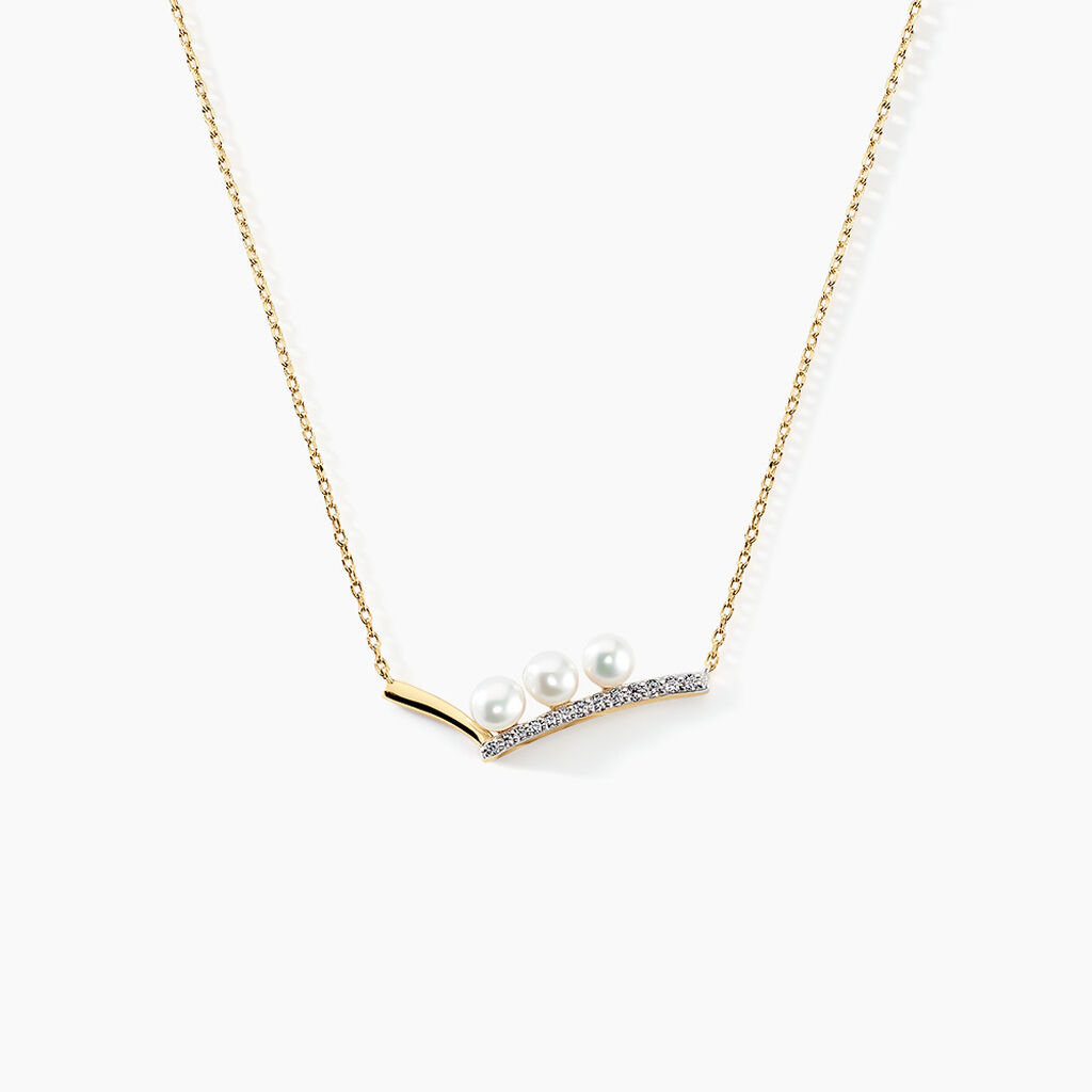 Collier Ambrogio Or Jaune Perle De Culture Oxyde De Zirconium - Colliers Femme | Histoire d&rsquo;Or