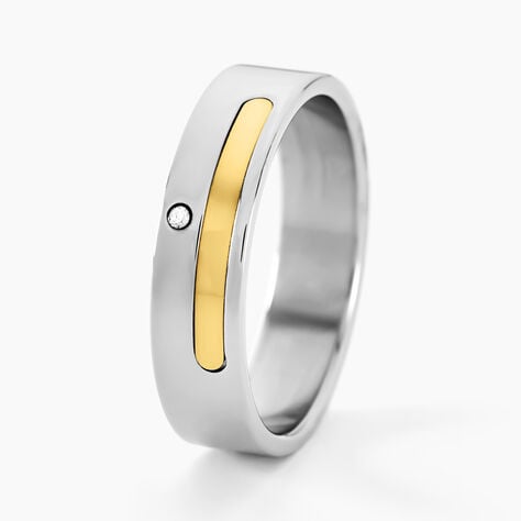Bague Jourdan Ahou Acier Blanc Diamant - Bagues solitaires Homme | Histoire d&rsquo;Or