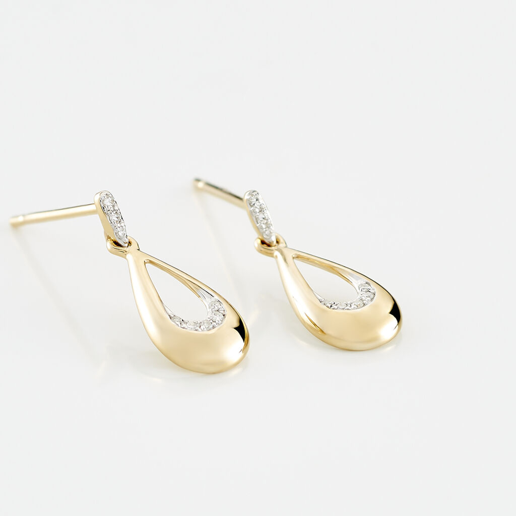Boucles D'oreilles Puces Nirmala Or Jaune Diamant - Boucles d'oreilles pendantes Femme | Histoire d’Or