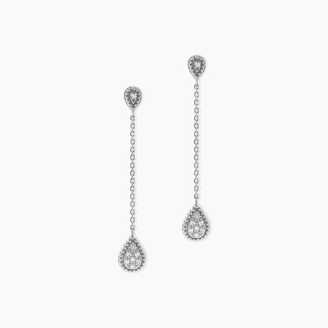 Boucles D'oreilles Pendantes Mariona Or Blanc Diamant - Boucles d'oreilles pendantes Femme | Histoire d&rsquo;Or
