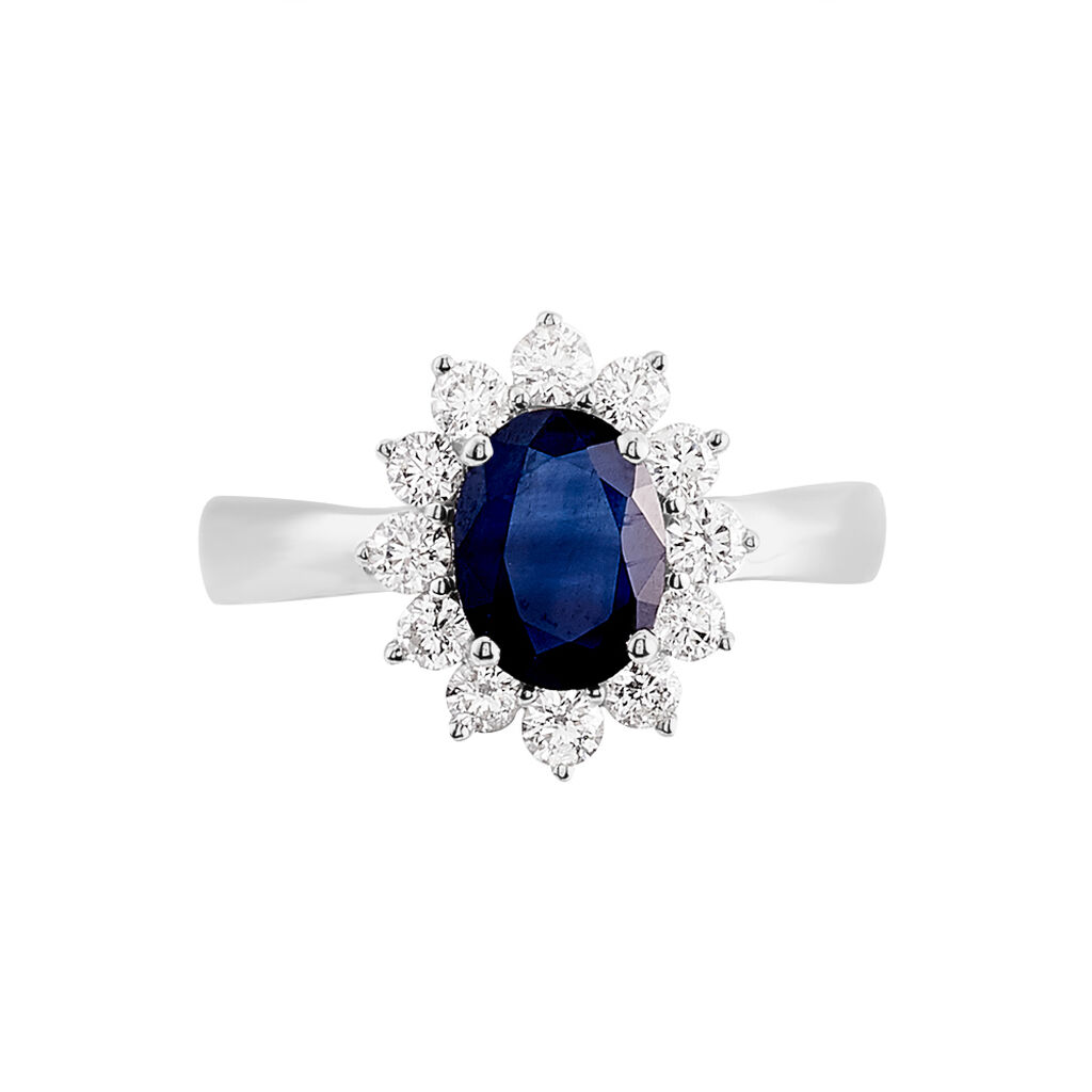 Bague Or Blanc Saphir Diamants - Bagues solitaires Femme | Histoire d’Or