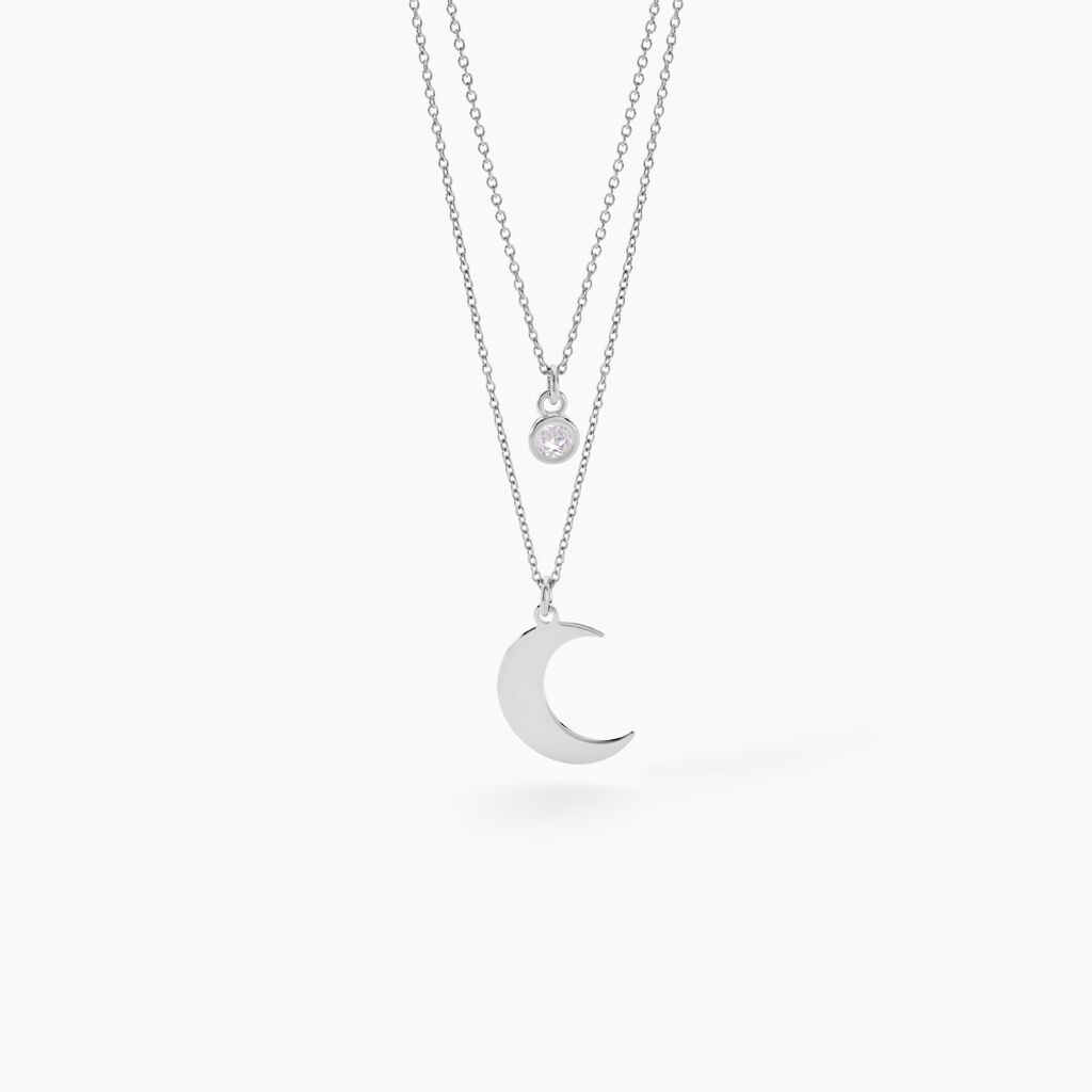 Collier Astre Argent Blanc Oxyde De Zirconium - Colliers doubles et triples cha&icirc;nes Femme | Histoire d&rsquo;Or