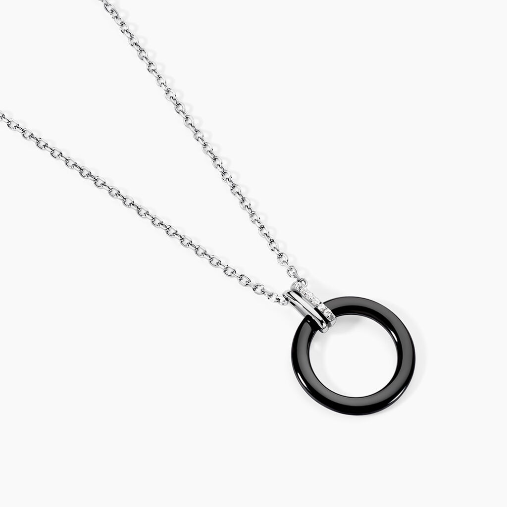 Collier Bertillianne Argent Blanc C&eacute;ramique Et Oxyde De Zirconium - Colliers fantaisie Femme | Histoire d&rsquo;Or