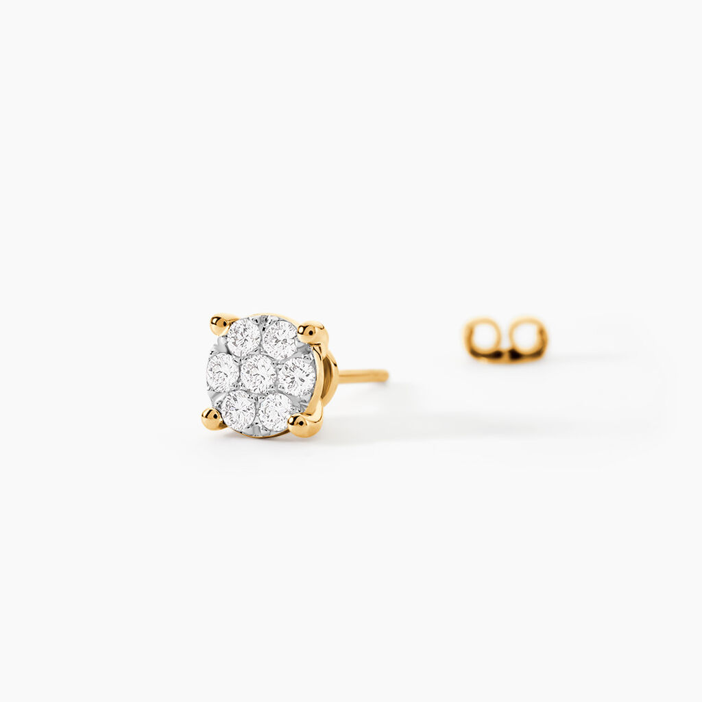 Boucles D'oreilles Puces Charlene Or Jaune Diamant Synthetique - Clous d'oreilles Femme | Histoire d&rsquo;Or