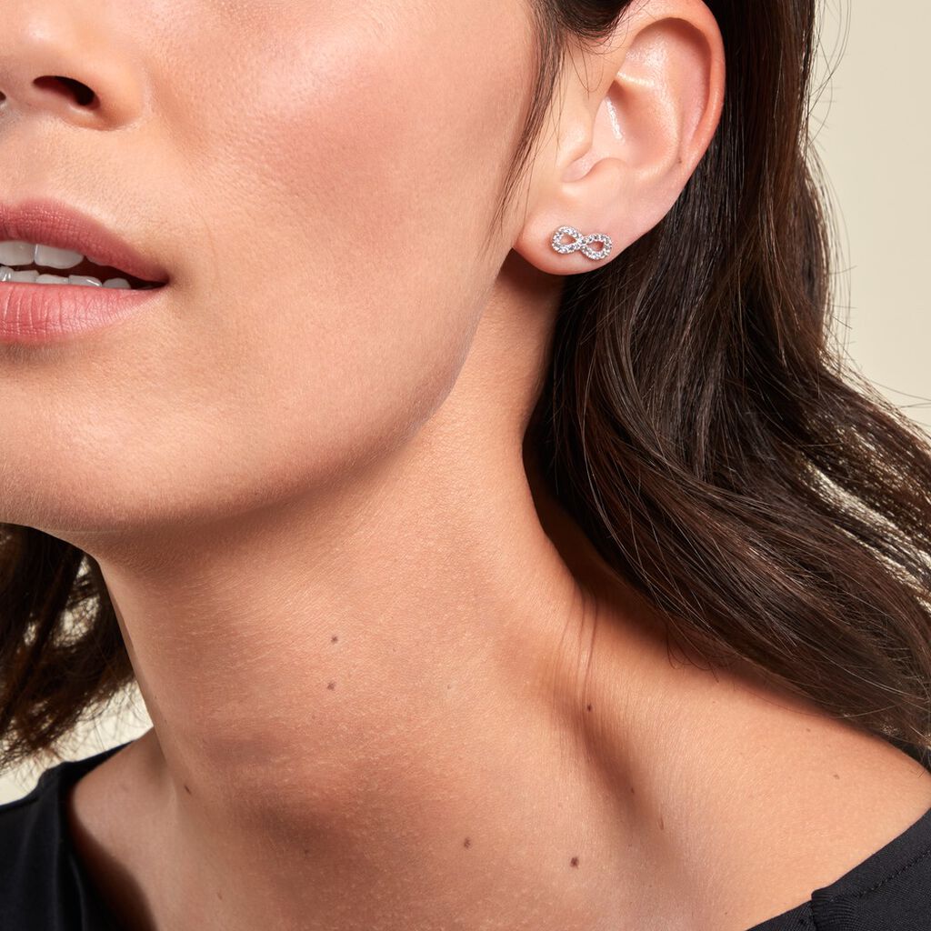 Boucles D'oreilles Puces Emrys Argent Blanc Oxyde De Zirconium - Boucles d'oreilles fantaisie Femme | Histoire d’Or