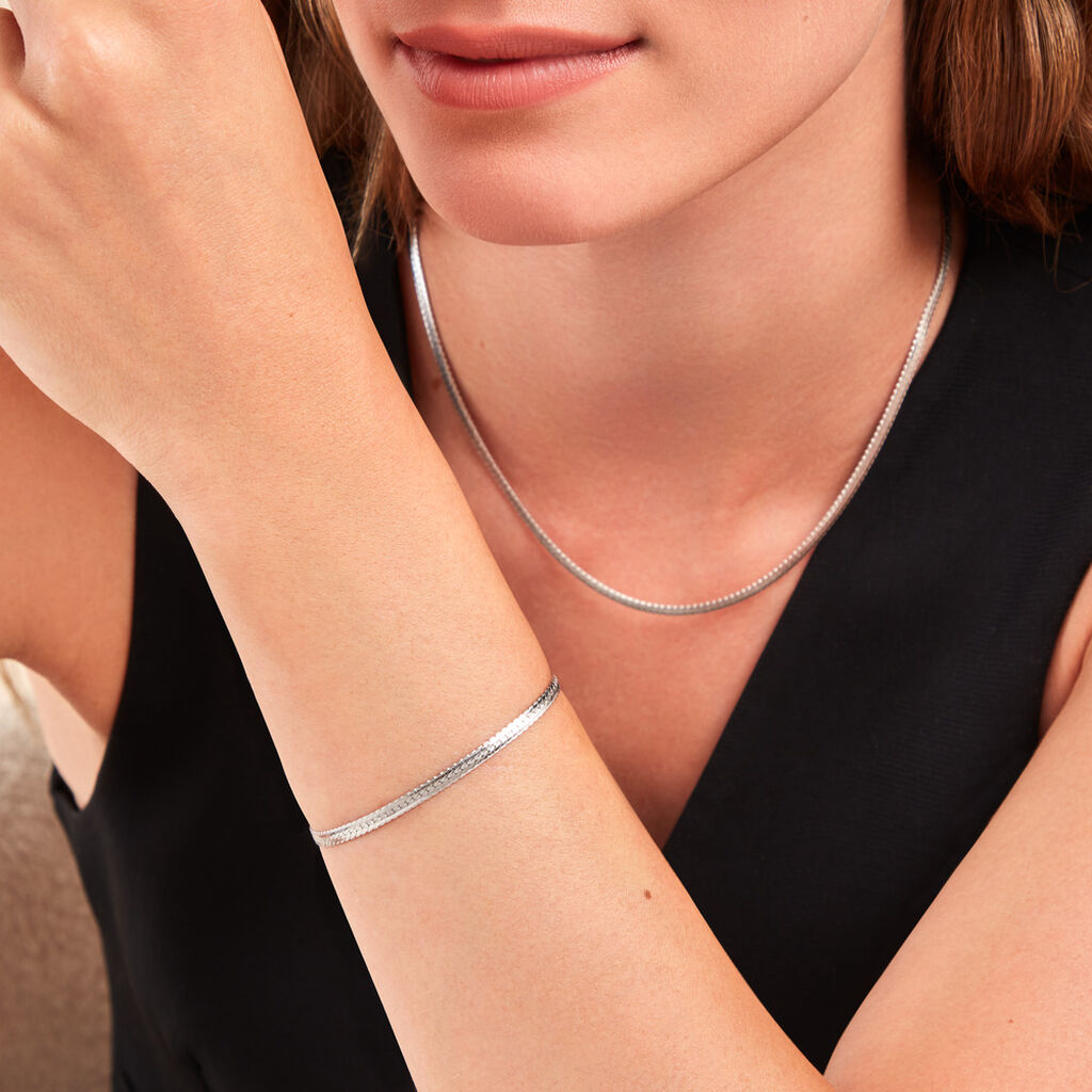 Bracelet Maille Thiane Argent Blanc - Bracelets chaîne Femme | Histoire d’Or