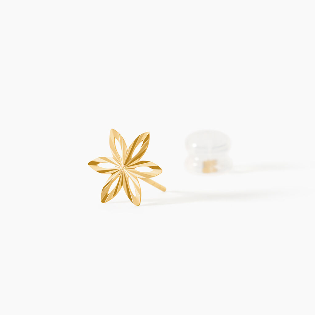 Boucles D'oreilles Puces Fadia Fleur Or Jaune - Clous d'oreilles Femme | Histoire d&rsquo;Or