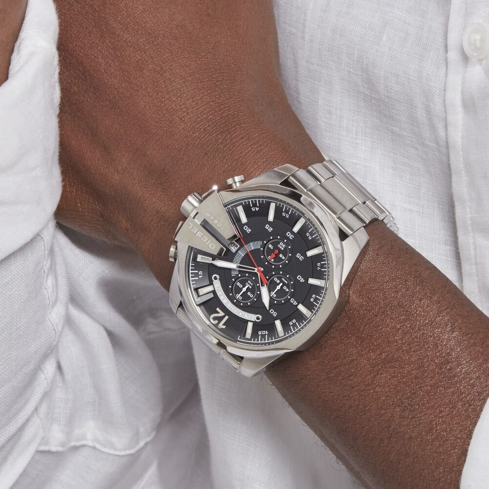 Montres Diesel DZ4308 Acier Boucle d ployante simple Blanc Ronde