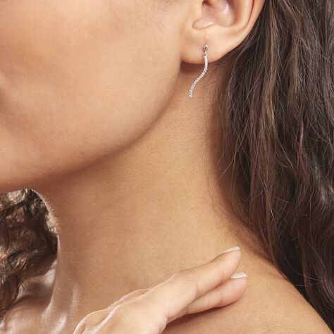 Boucles D'oreilles Pendantes Torsade Or Blanc Oxyde De Zirconium - Boucles d'oreilles pendantes Femme | Histoire d’Or