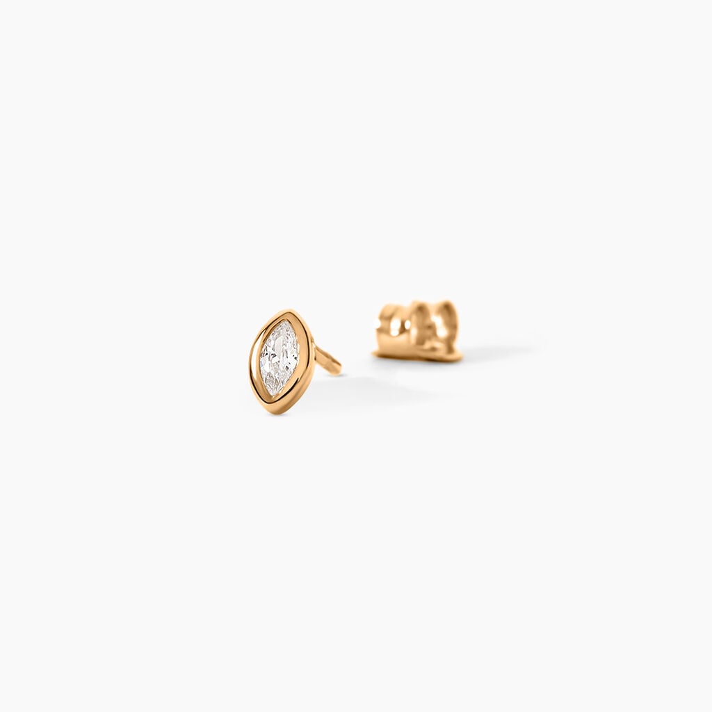 Boucles D'Oreilles Puces Steffie Plaqu&eacute; Or Jaune Oxyde De Zirconium - Boucles d'oreilles fantaisie Femme | Histoire d&rsquo;Or