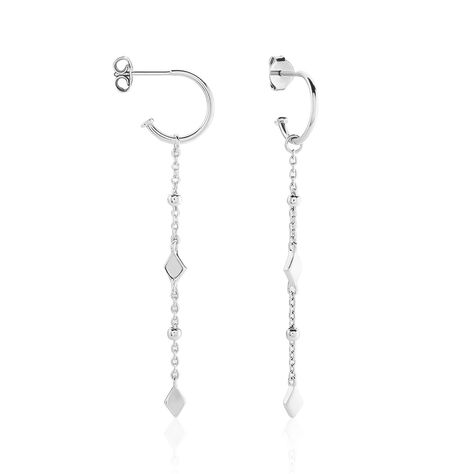Créoles Fancy Argent Blanc - Boucles d'oreilles créoles Femme | Histoire d’Or