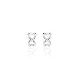 Boucles D'oreilles Puces Cony Argent Blanc - Boucles d'Oreilles Coeur Femme | Histoire d’Or