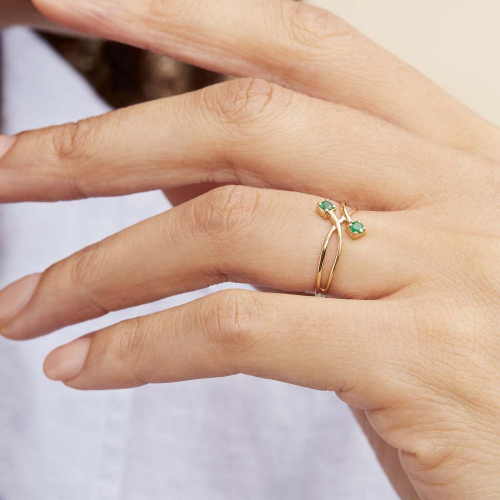 Bague Ruqaya Or Jaune Emeraude - Bagues avec pierre Femme | Histoire d’Or