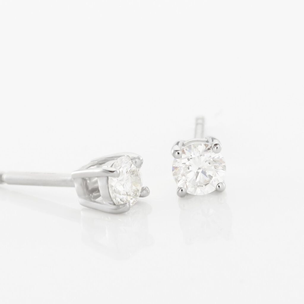 Boucles D'oreilles Puces Or Blanc Victoria Diamants - Clous d'oreilles Femme | Histoire d&rsquo;Or