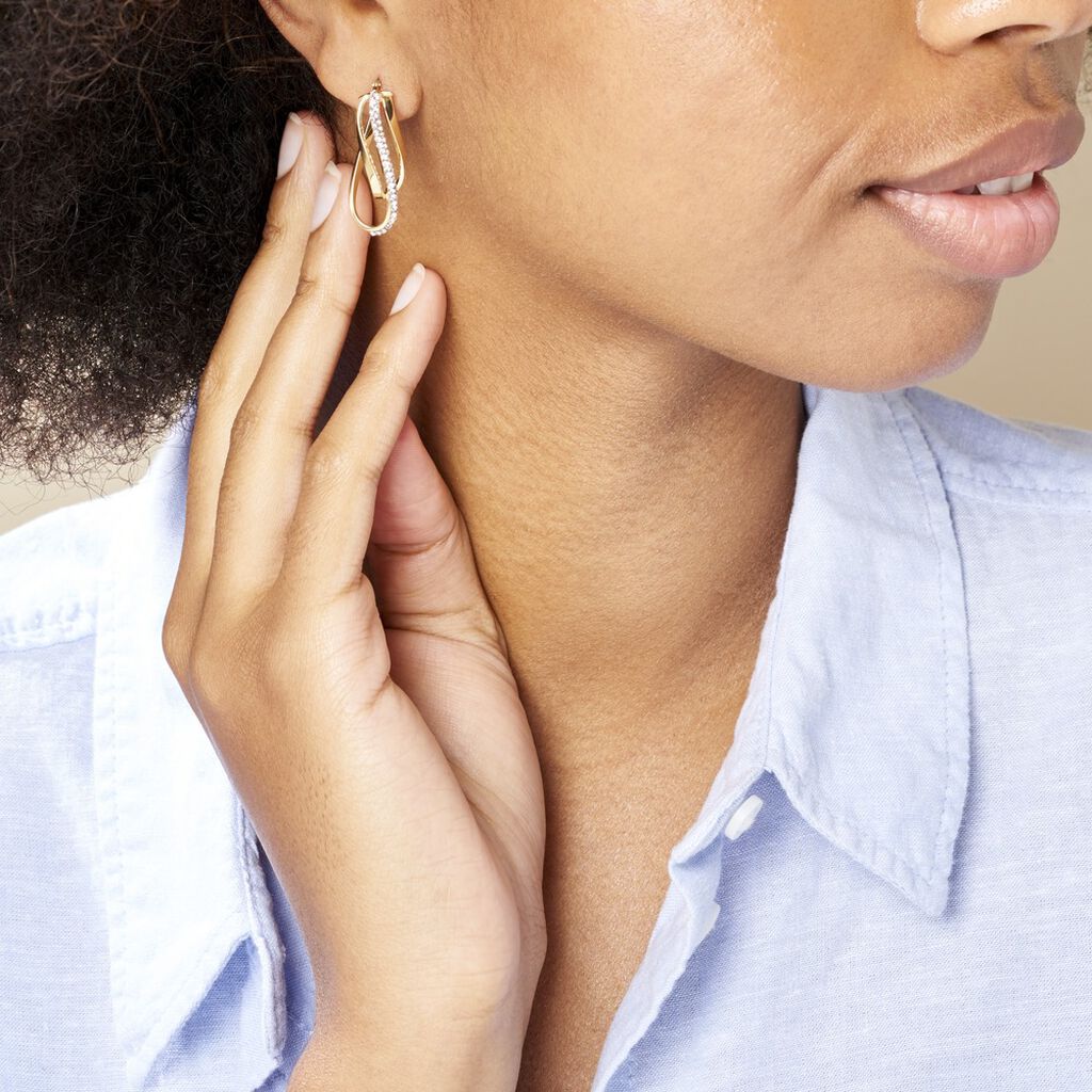 Créoles Hilharriette Or Jaune Strass - Boucles d'oreilles créoles Femme | Histoire d’Or