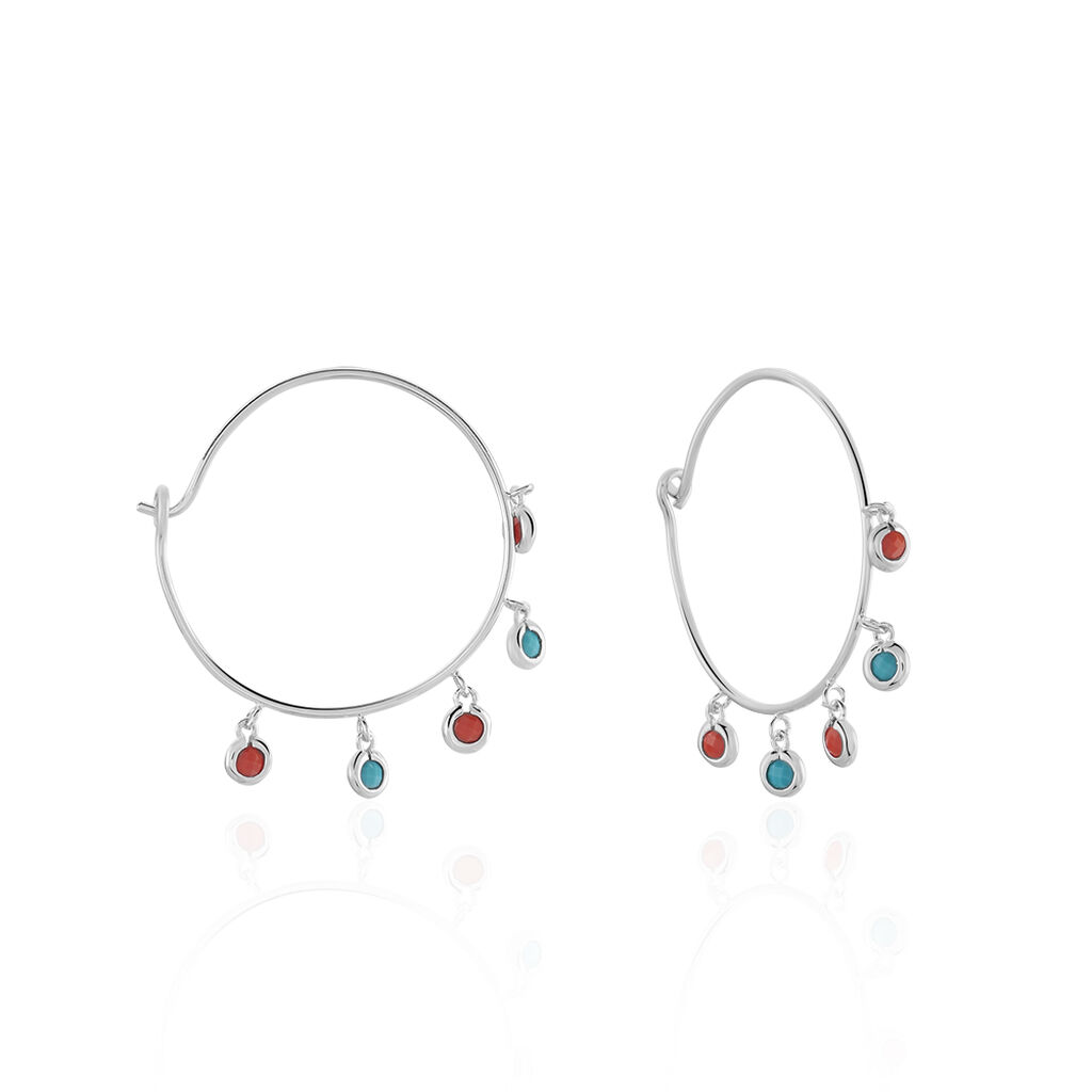Créoles Tanaya Argent Blanc Verre - Boucles d'oreilles créoles Femme | Histoire d’Or