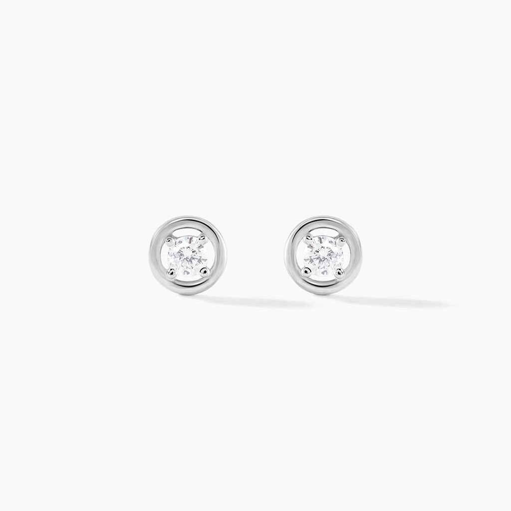 Boucles D'oreilles Puces Argent Blanc Laureto Oxydes De Zirconium - Boucles d'oreilles fantaisie Femme | Histoire d&rsquo;Or