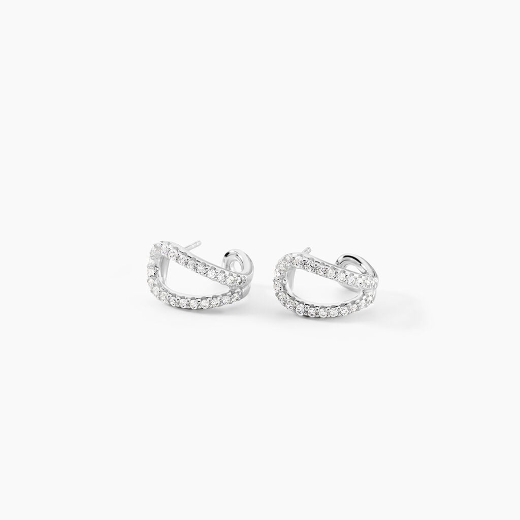 Cr&eacute;oles Livie Argent Blanc Oxyde De Zirconium - Cr&eacute;oles fantaisie Femme | Histoire d&rsquo;Or