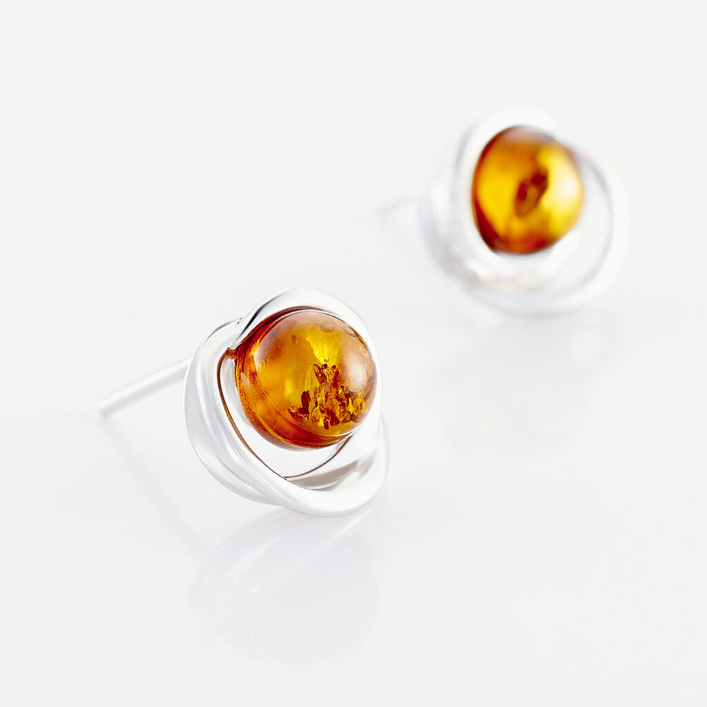 Boucles D'oreilles Argent Blanc Franjo Ambre - Boucles d'oreilles fantaisie Femme | Histoire d’Or