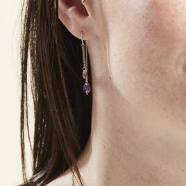 Boucles D'oreilles Pendantes Terence Or Jaune Amethyste - Boucles d'oreilles pendantes Femme | Histoire d’Or