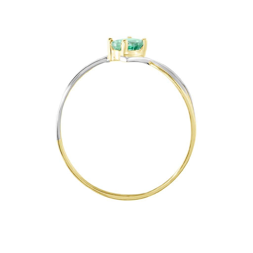 Bague Or Bicolore Rosmunda Emeraude - Bagues solitaires Femme | Histoire d&rsquo;Or
