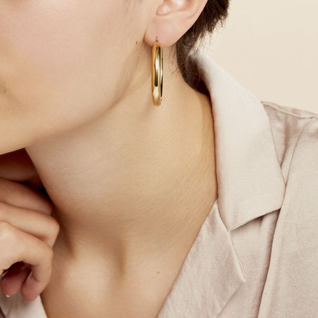 Créoles Amael Acier Jaune - Boucles d'oreilles créoles Femme | Histoire d’Or
