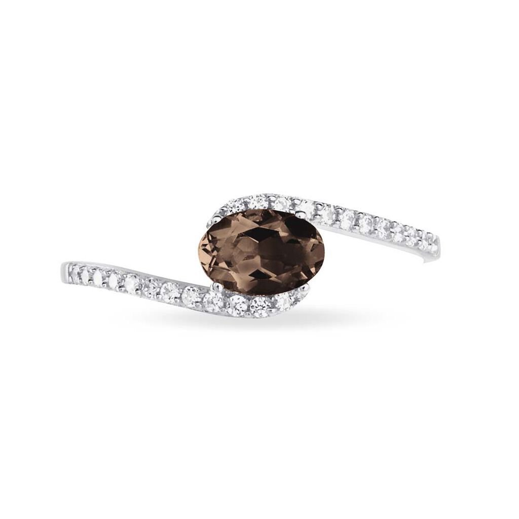 Bague Loriane Or Blanc Quartz Et Diamant - Bagues solitaires Femme | Histoire d&rsquo;Or