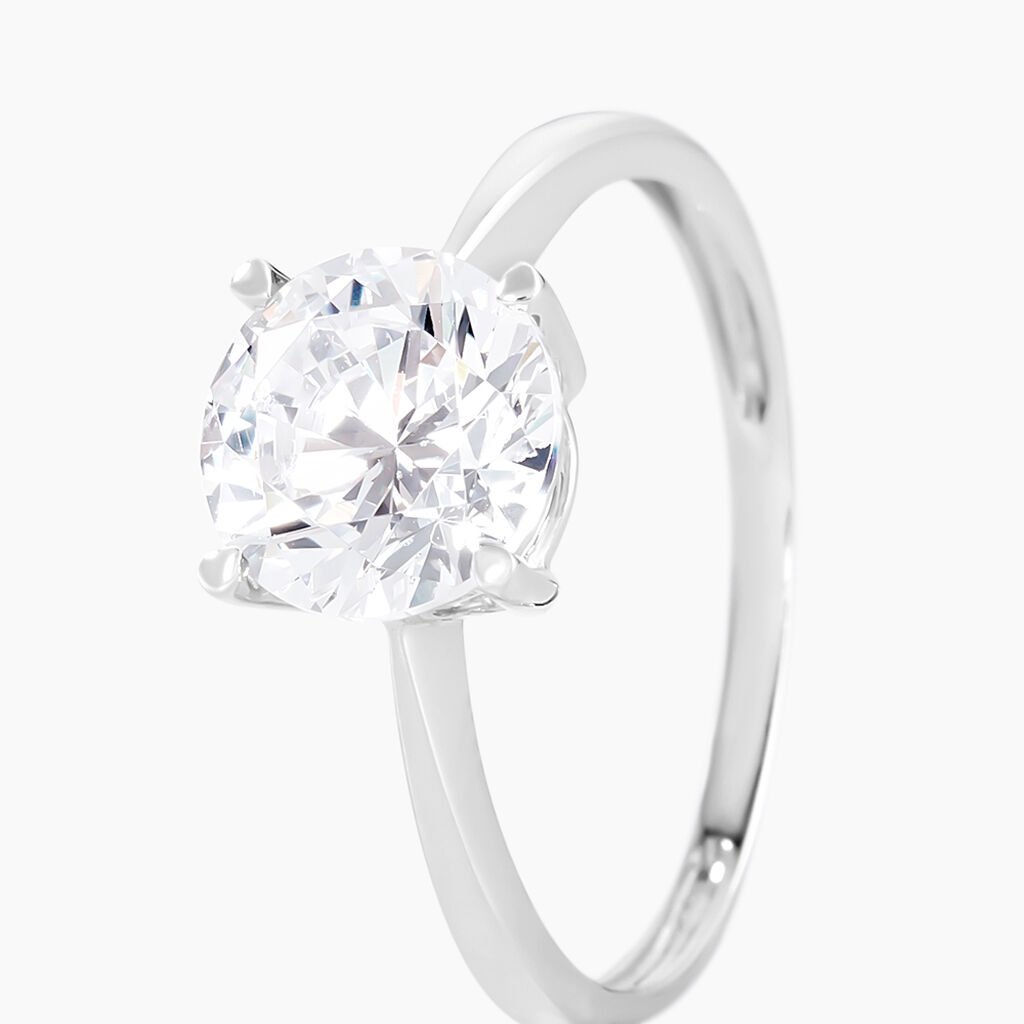 Bague Solitaire Abriel Or Blanc Oxyde De Zirconium - Bagues solitaires Femme | Histoire d&rsquo;Or