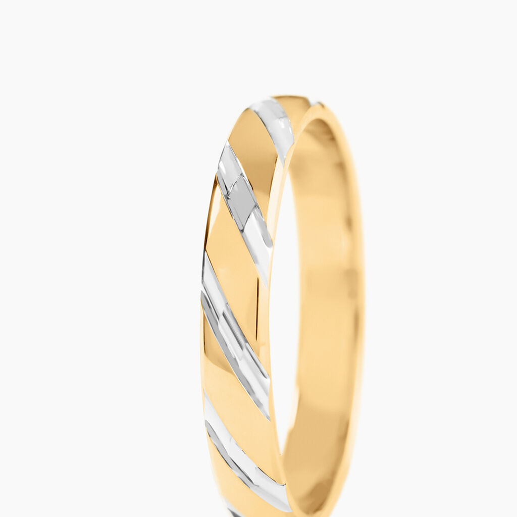 Alliance Strie Fantaisie Demi Jonc Classique Or Bicolore - Alliances Unisex | Histoire d&rsquo;Or