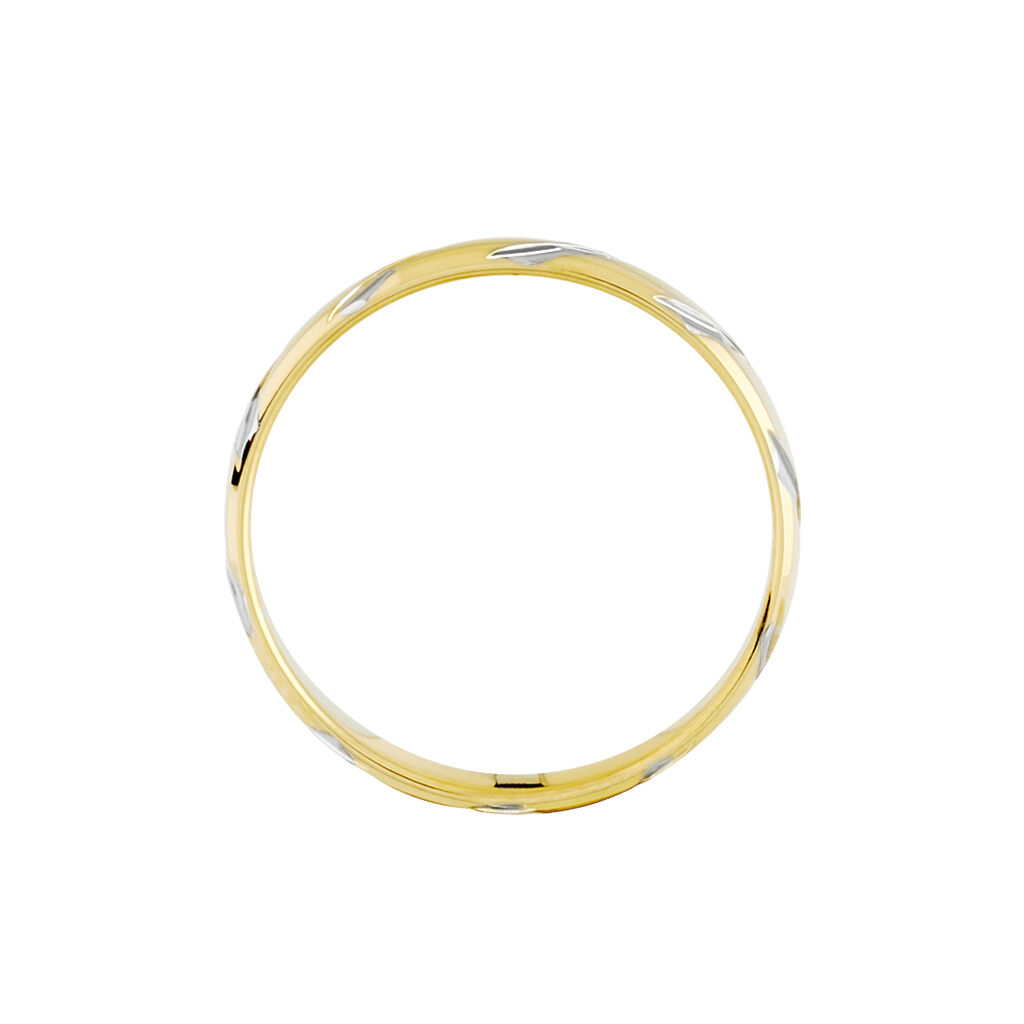 Alliance Strie Fantaisie Demi Jonc Classique Or Bicolore - Alliances Famille | Histoire d’Or