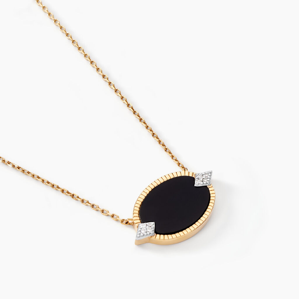 Collier Tahina Or Jaune Onyx Diamant