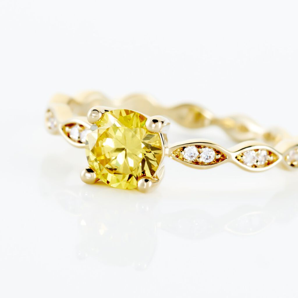Bague Kurt Plaqu&eacute; Or Jaune Oxyde De Zirconium - Bagues solitaires Femme | Histoire d&rsquo;Or