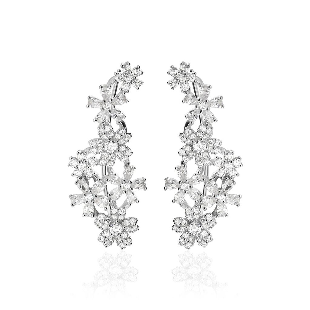 Bijoux D'oreilles Midnight Flower Argent Blanc Oxyde De Zirconium - Ear cuffs Femme | Histoire d’Or