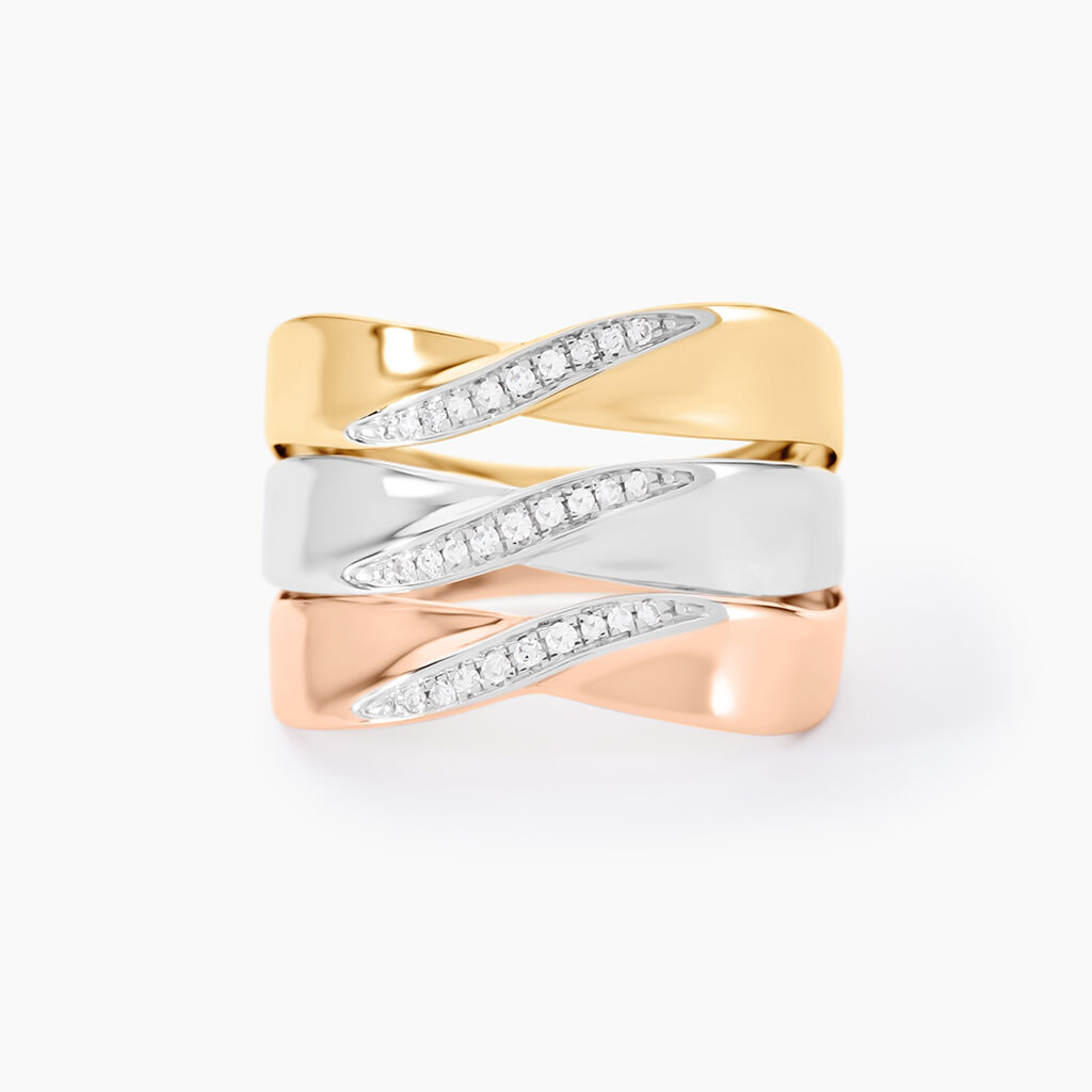 Bague Exauce Or Tricolore Diamant - Bagues avec pierre Femme | Histoire d&rsquo;Or