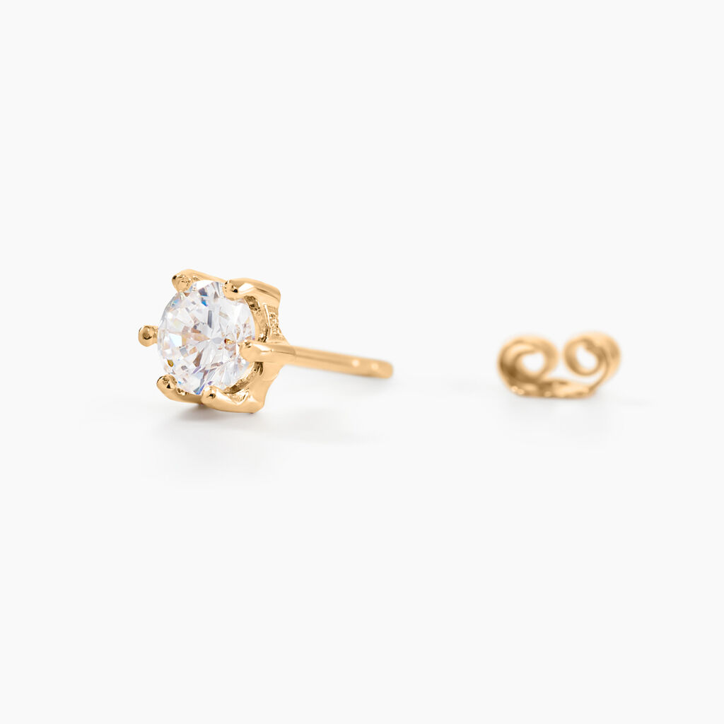 Boucles D'oreilles Puces Yléna Plaqué Or Jaune Oxyde De Zirconium - Boucles d'oreilles fantaisie Femme | Histoire d’Or