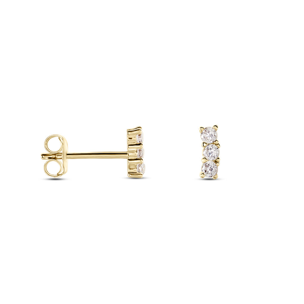 Boucles D'oreilles Puces Plaqué Or Jaune Alodia Oxydes De Zirconium - Boucles d'oreilles fantaisie Femme | Histoire d’Or