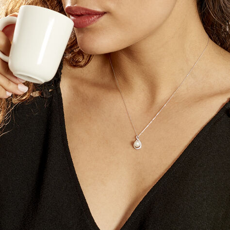 Collier Davy Or Blanc Perle De Culture Oxyde - Colliers Femme | Histoire d’Or