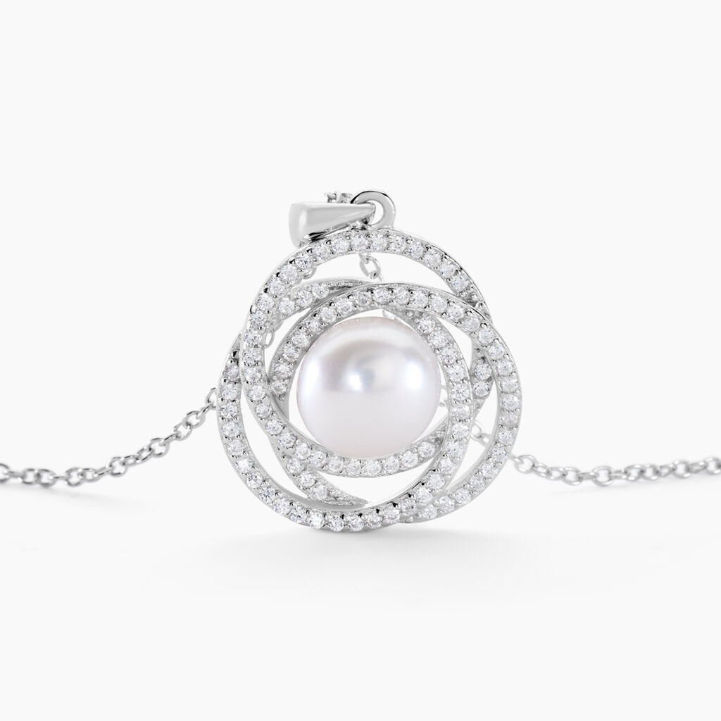 Collier Matilda Argent Blanc Perle De Culture Et Oxyde De Zirconium - Colliers Femme | Histoire d’Or