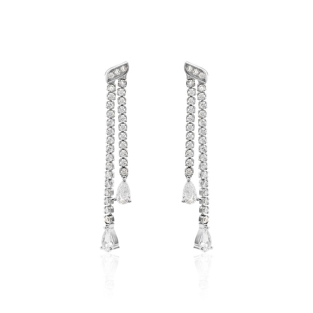 Boucles D'oreilles Pendantes Isalis Argent Blanc Oxyde De Zirconium - Boucles d'oreilles fantaisie Femme | Histoire d’Or