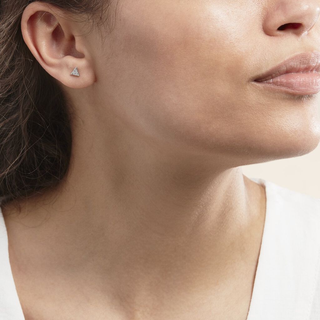 Boucles D'oreilles Puces Bartoumieu Argent Blanc Oxyde De Zirconium - Boucles d'oreilles fantaisie Femme | Histoire d’Or