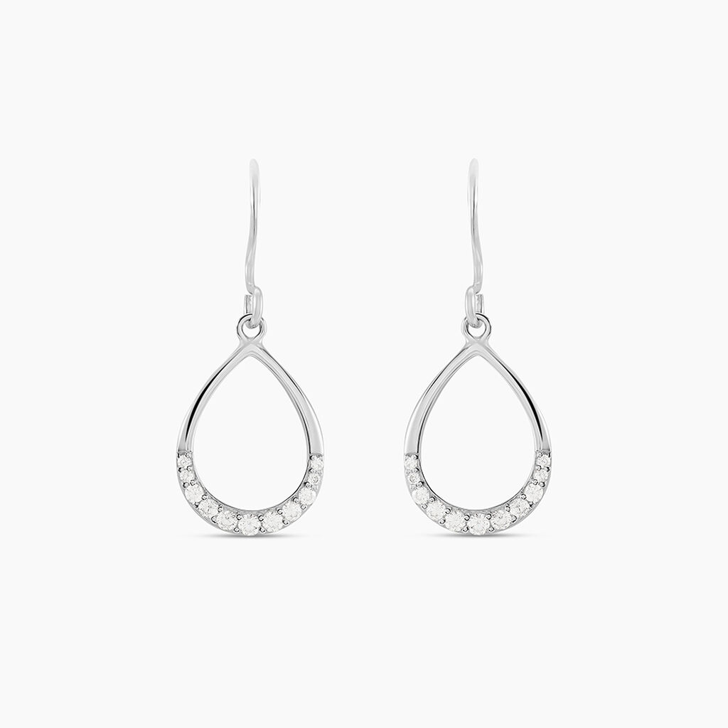 Boucles D'oreilles Pendantes Nicole Argent Blanc Oxyde De Zirconium - Boucles d'oreilles fantaisie Femme | Histoire d’Or