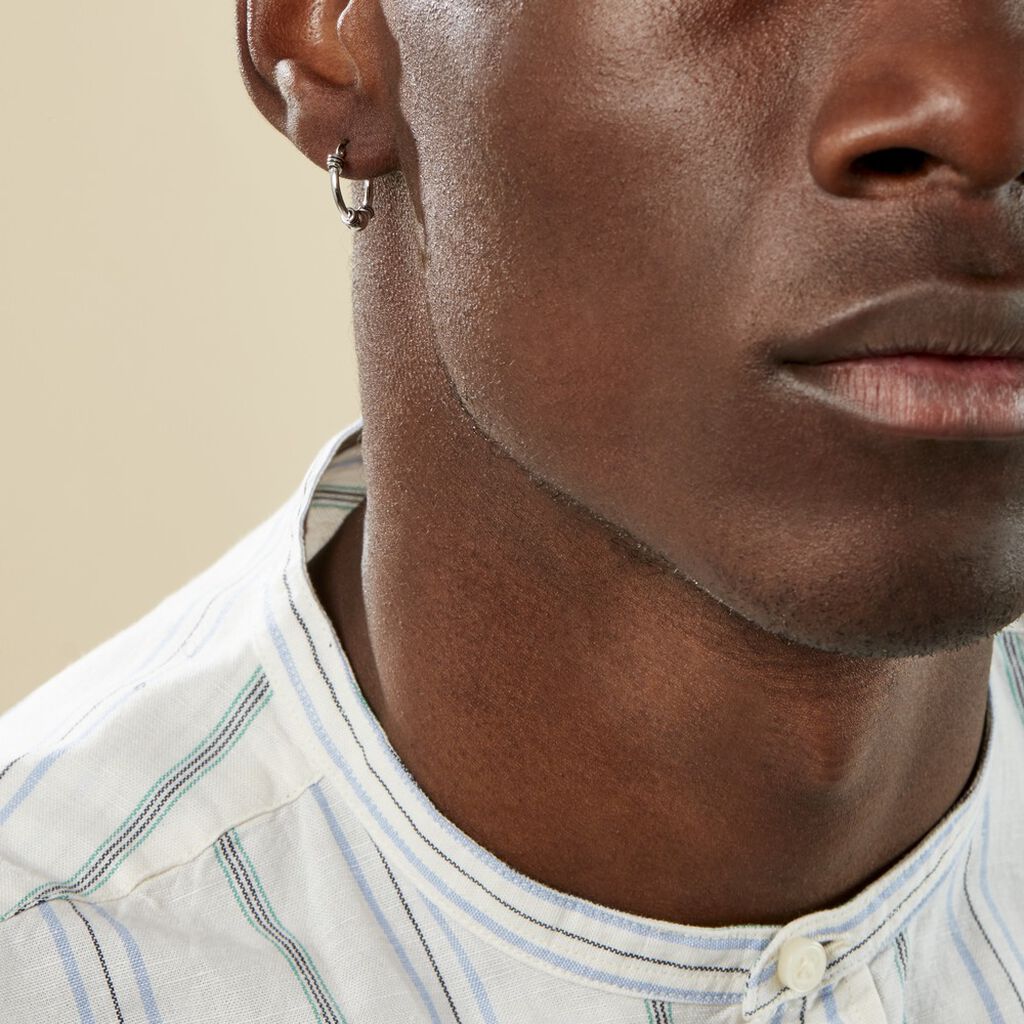 Créole Unitaire Ian Argent Blanc - Boucles d'oreilles créoles Homme | Histoire d’Or