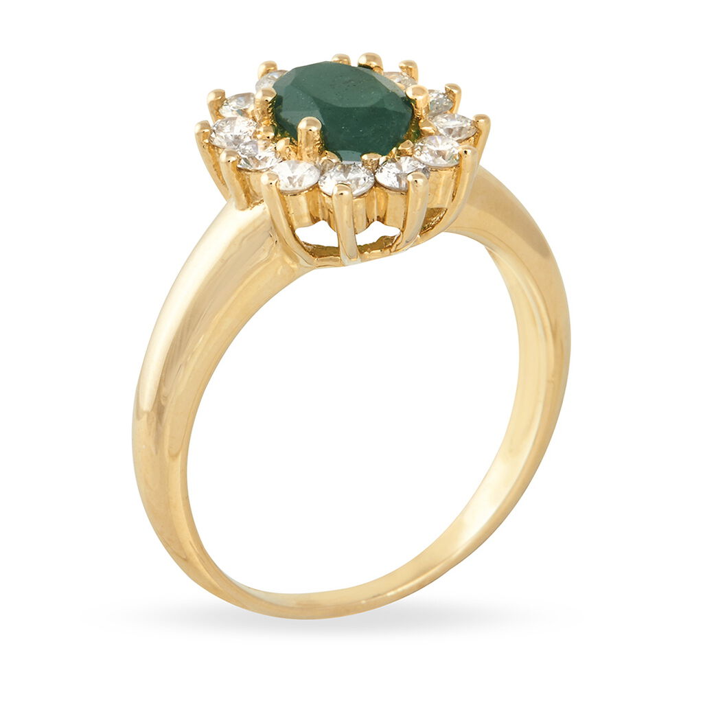 Bague Vladimir Or Jaune Emeraude Et Diamant - Bagues solitaires Femme | Histoire d&rsquo;Or