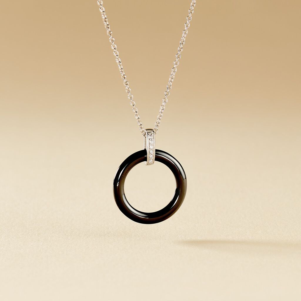 Collier Natacha Cera Argent Blanc C&eacute;ramique Et Oxyde De Zirconium - Colliers fantaisie Femme | Histoire d&rsquo;Or
