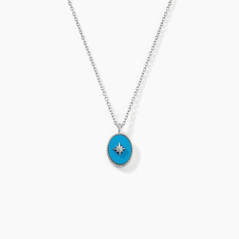 Collier Goddess Argent Blanc Turquoise - Colliers fantaisie Femme | Histoire d&rsquo;Or