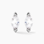 Boucles D'oreilles Puces Navette Argent Blanc Oxyde De Zirconium - Boucles d'oreilles fantaisie Femme | Histoire d&rsquo;Or